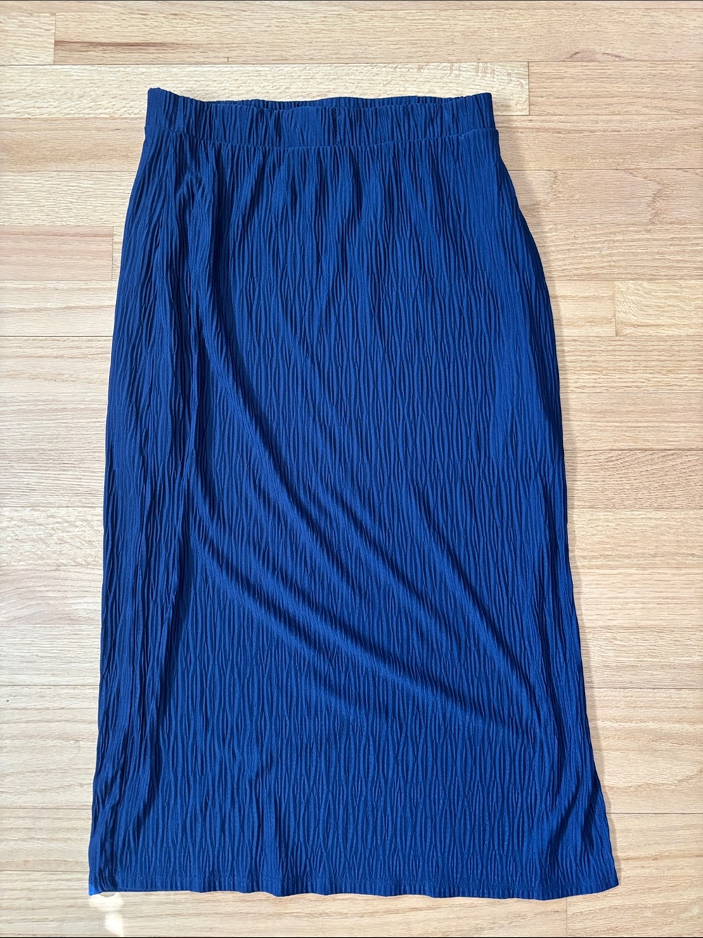 Heathery Classic Navy Textured Midi Pencil  Skirt